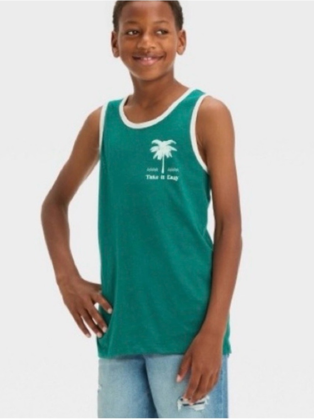 Boys' Graphic Palm Tree Tank Top - Art Class™ Green Size Medium (8) new